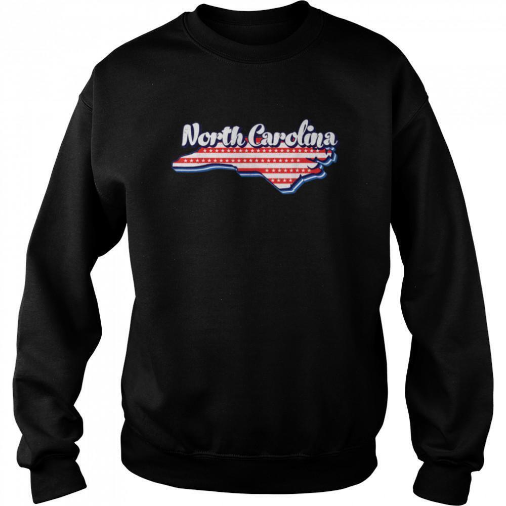 North Carolina Map Outline 4Th Of July Usa Flag States Sweatshirt